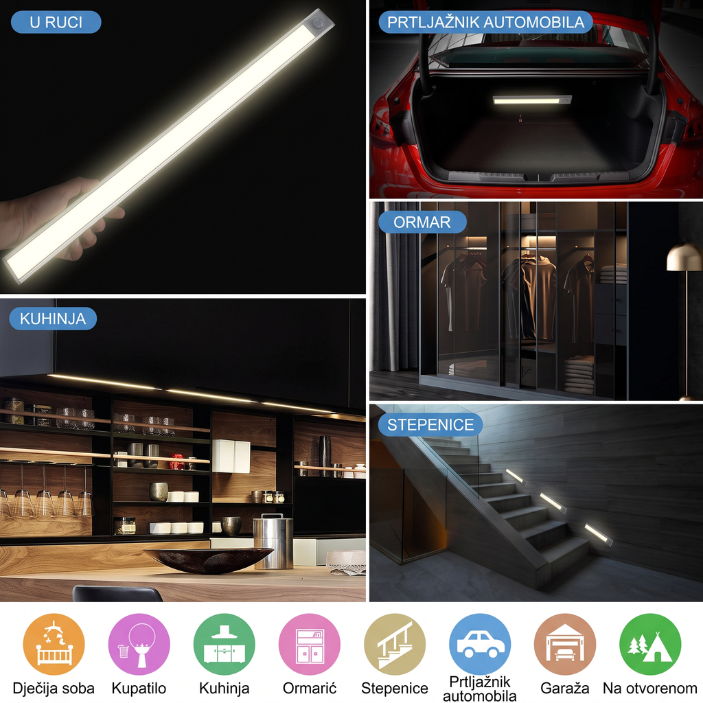 LED punjiva ultra slim magnetna lampa 1+1 GRATIS