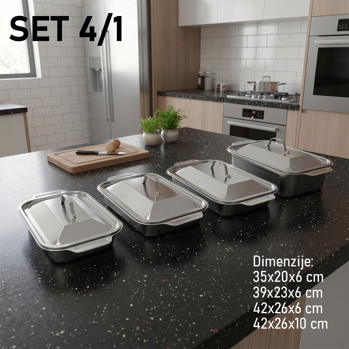 Set INOX posuda za hranu sa poklopcem