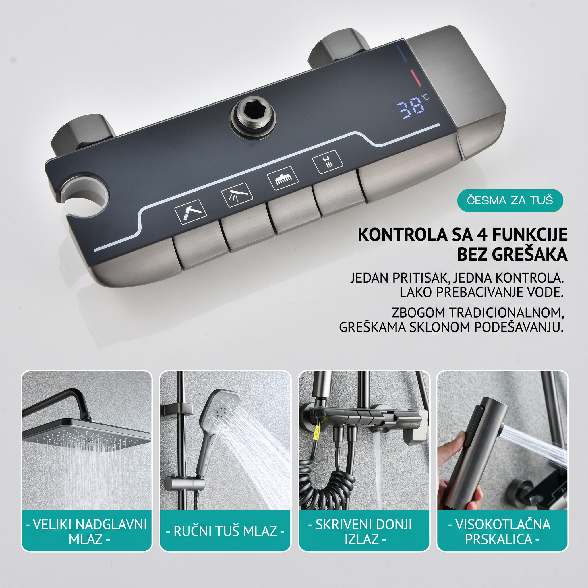 Premium tuš baterija sa LED panelom
