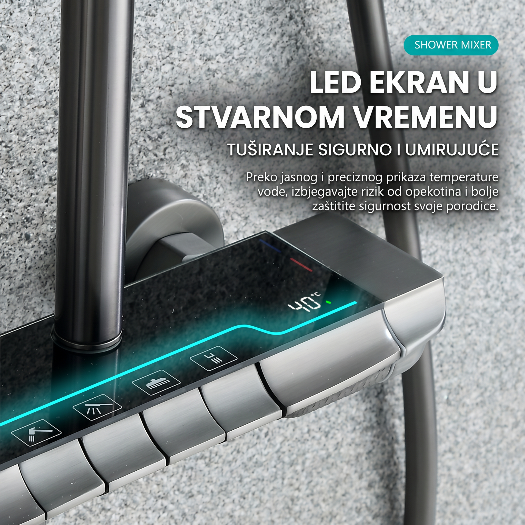 Premium tuš baterija sa LED panelom