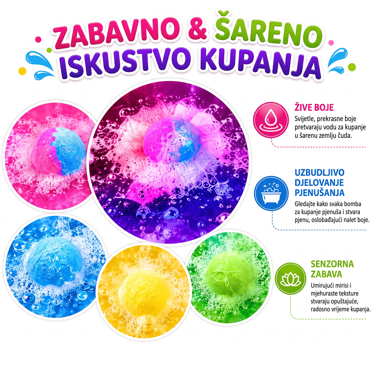 12 šumećih kugli za kupanje + 12 igračaka iznenađenja