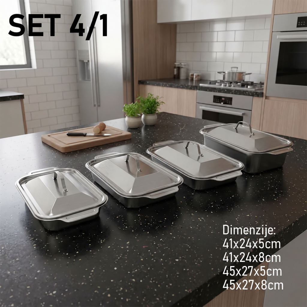 Set INOX posuda za hranu sa poklopcem