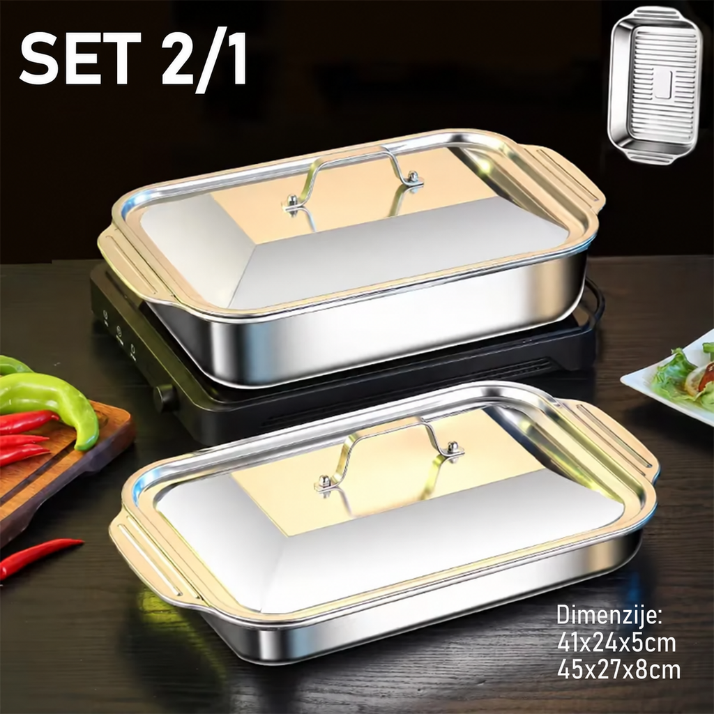 Set INOX posuda za hranu sa poklopcem
