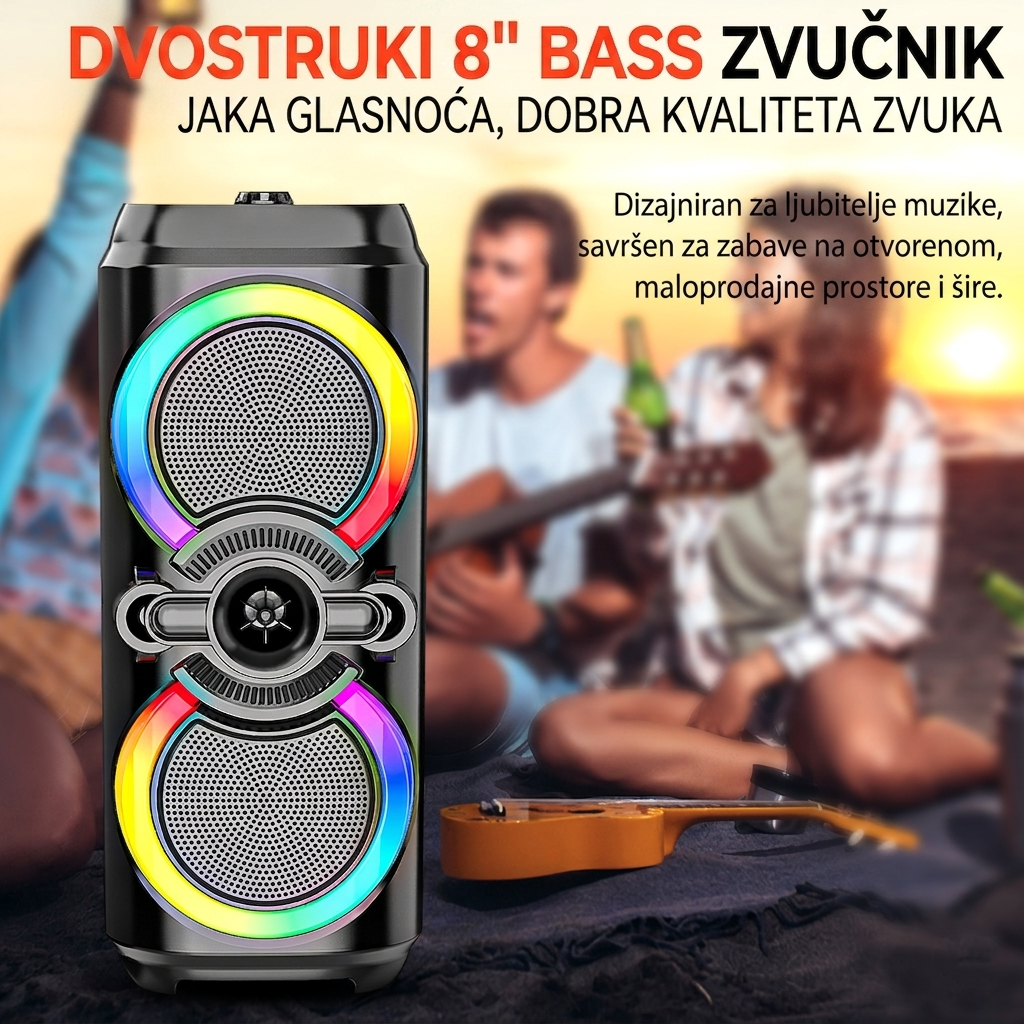 Big Bass LED Zvučnici sa Mikrofonom (6.5" i 8”)