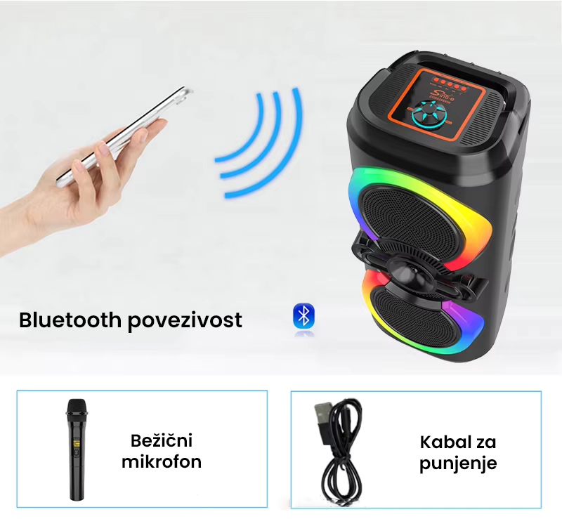 Big Bass LED Zvučnici sa Mikrofonom (6.5" i 8”)