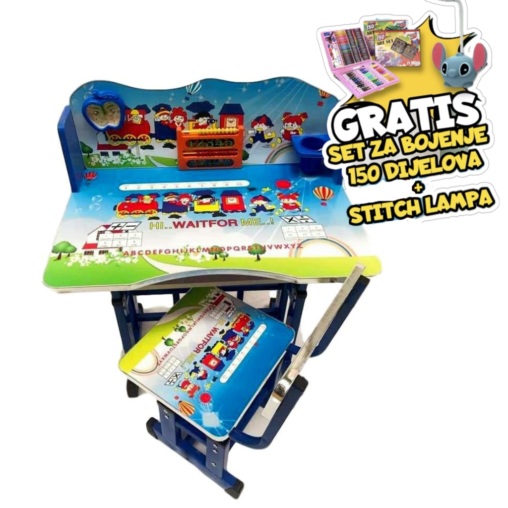 Dječiji Radni Stolovi + GRATIS Set za Bojenje 150 komada i Stich Lampa