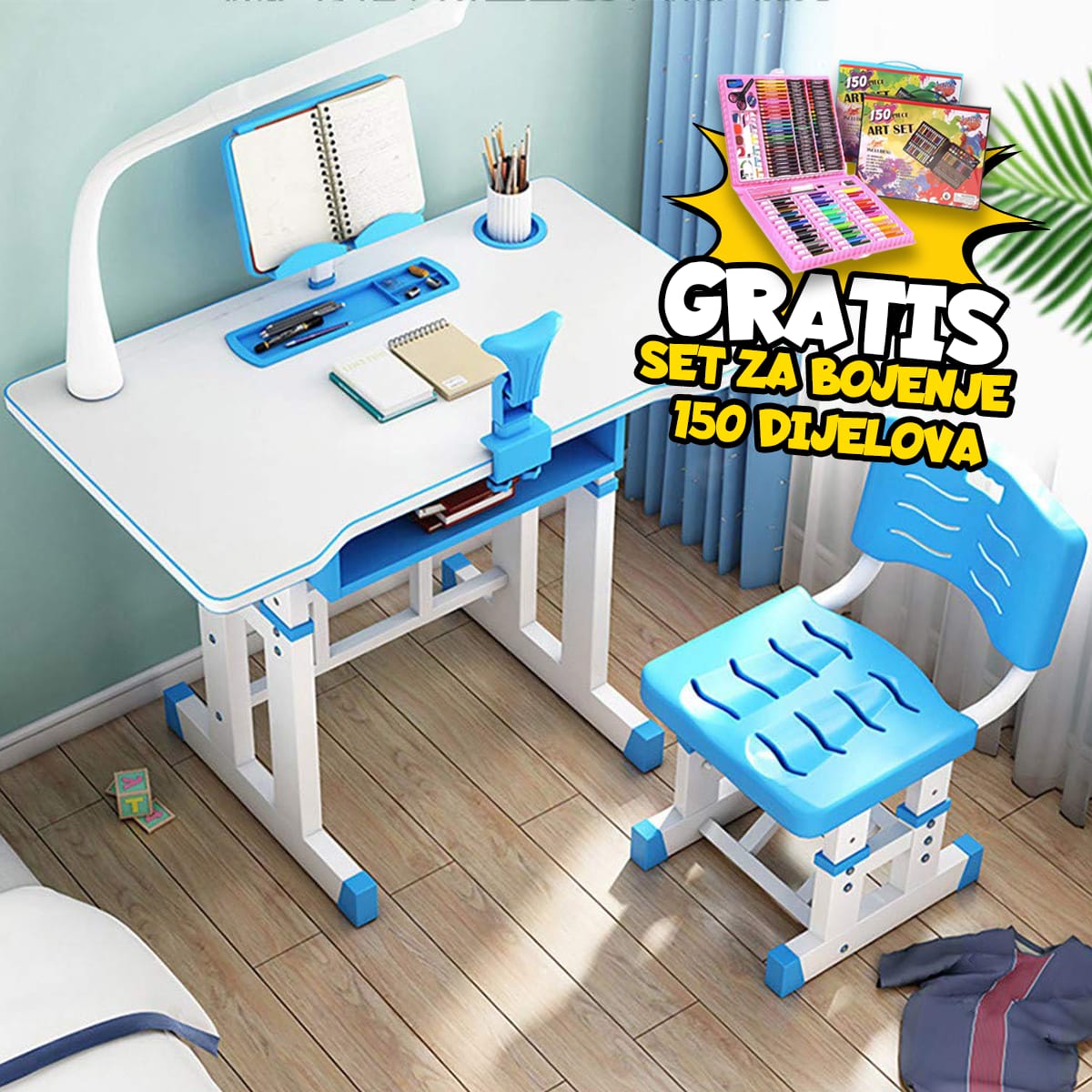 Dječiji Radni Stolovi + GRATIS Set za Bojenje 150 komada