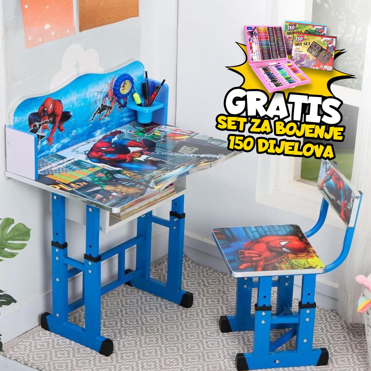 Dječiji Radni Stolovi + GRATIS Set za Bojenje 150 komada
