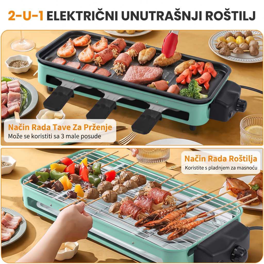 Multifunkcionalni električni roštilj 2u1 1500w