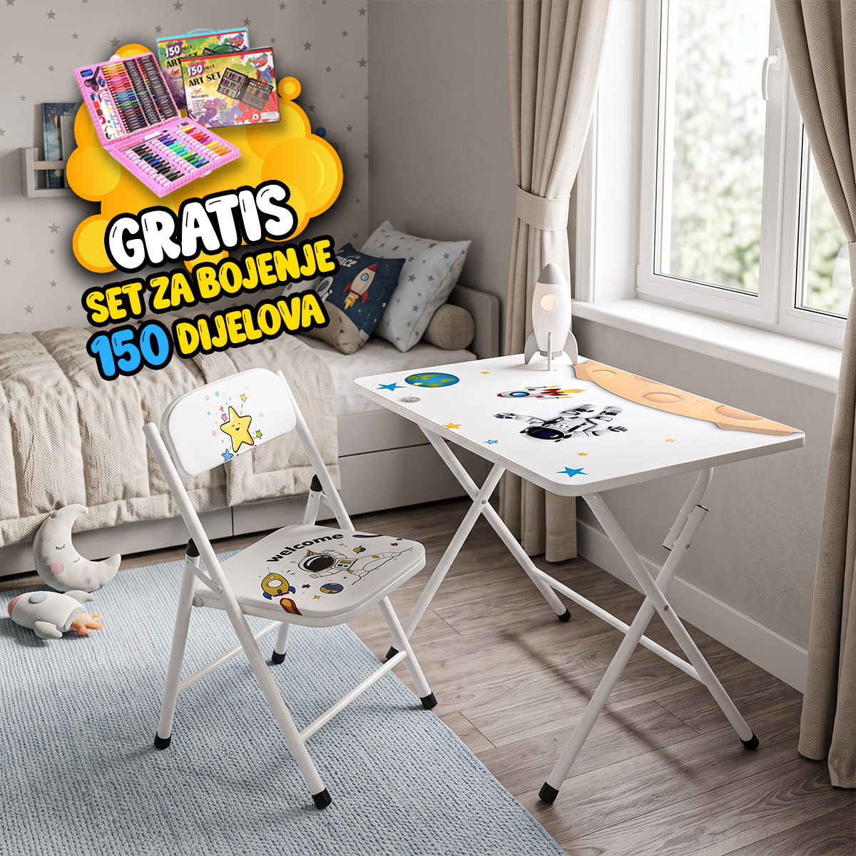KidsFlex dječiji stol i stolica + GRATIS set 150 dijelova