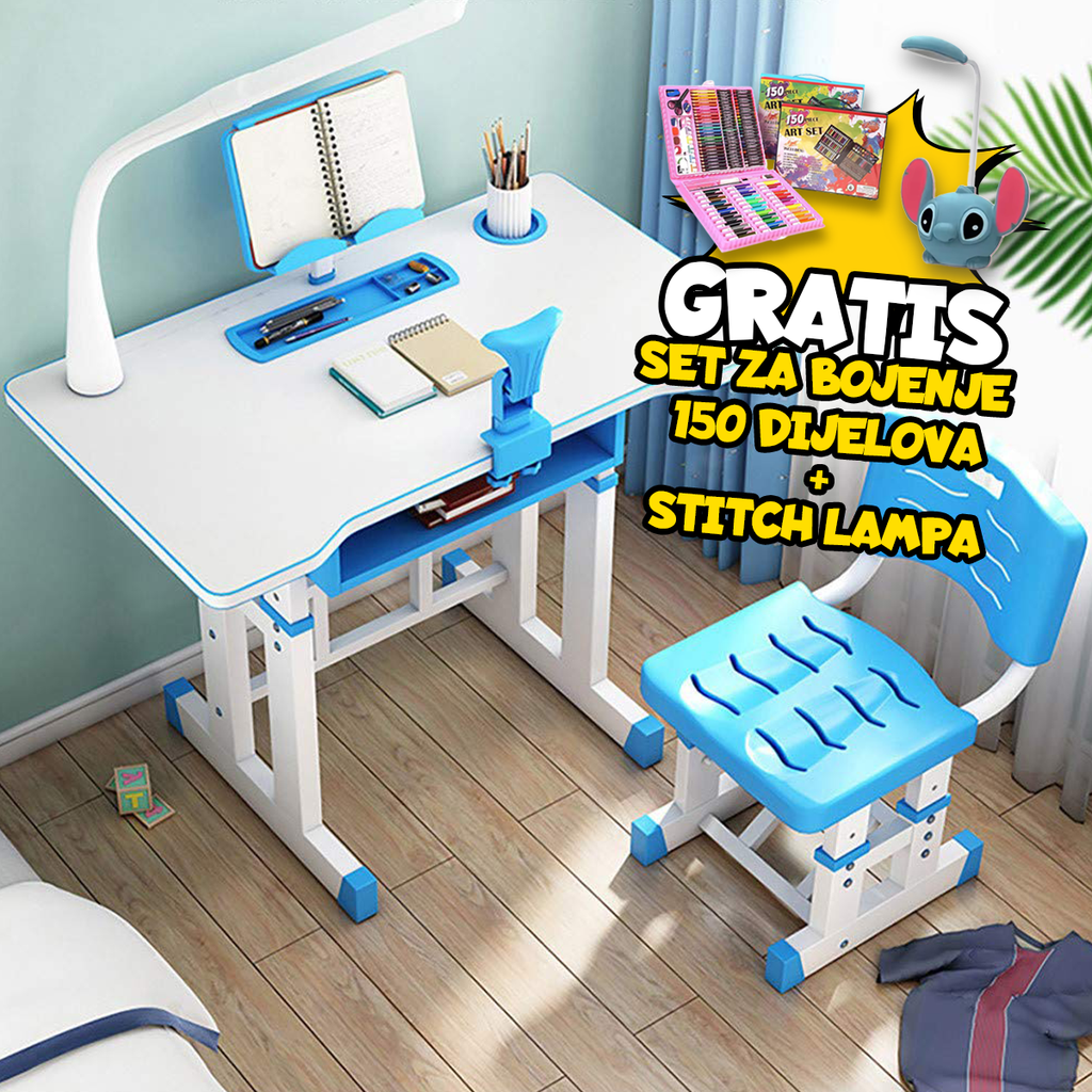 Dječiji Radni Stolovi + GRATIS Set za Bojenje 150 komada i Stich Lampa