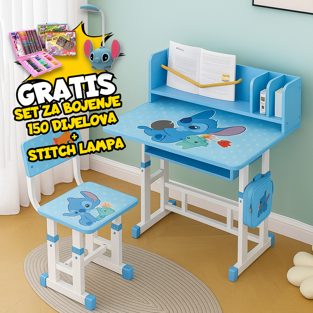 Dječiji Radni Stolovi + GRATIS Set za Bojenje 150 komada i Stich Lampa